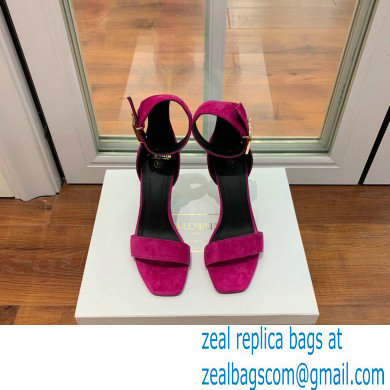 Balmain Heel 9.5cm Rudie Sandals Suede Fuchsia 2022 - Click Image to Close