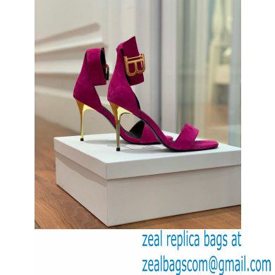 Balmain Heel 9.5cm Rudie Sandals Suede Fuchsia 2022