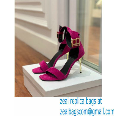 Balmain Heel 9.5cm Rudie Sandals Suede Fuchsia 2022