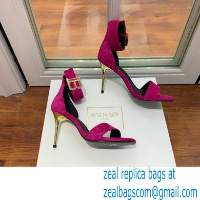 Balmain Heel 9.5cm Rudie Sandals Suede Fuchsia 2022