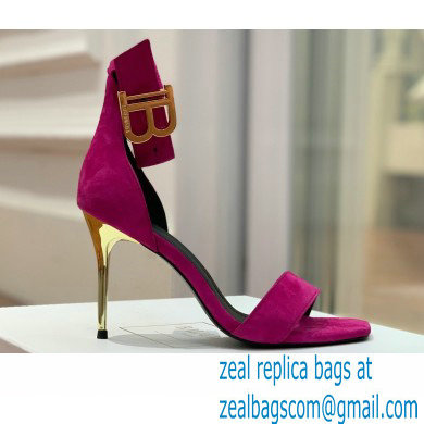 Balmain Heel 9.5cm Rudie Sandals Suede Fuchsia 2022