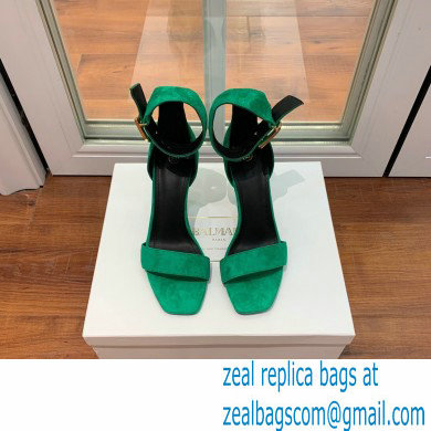 Balmain Heel 9.5cm Rudie Sandals Suede Green 2022