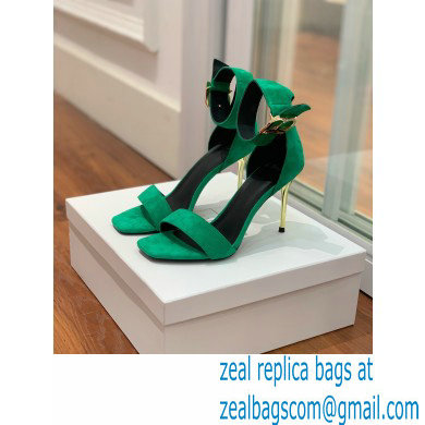 Balmain Heel 9.5cm Rudie Sandals Suede Green 2022 - Click Image to Close