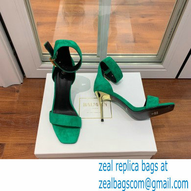 Balmain Heel 9.5cm Rudie Sandals Suede Green 2022 - Click Image to Close