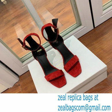 Balmain Heel 9.5cm Rudie Sandals Suede Red 2022