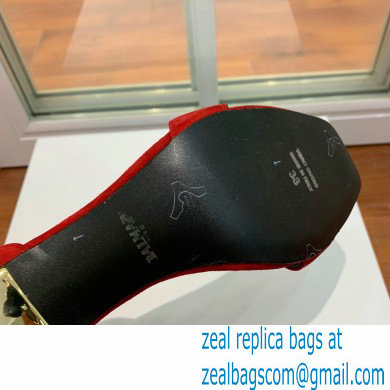 Balmain Heel 9.5cm Rudie Sandals Suede Red 2022 - Click Image to Close