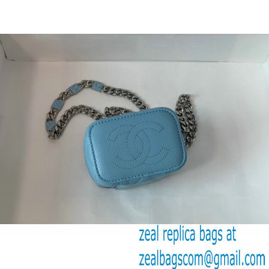 Chanel Caviar Leather Enamel Mini Vanity Case with Chain Bag 81193 Blue 2022