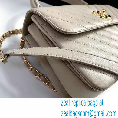 Chanel Chevron Trendy CC Small Flap Top Handle Bag A92236 gray with gold hardware