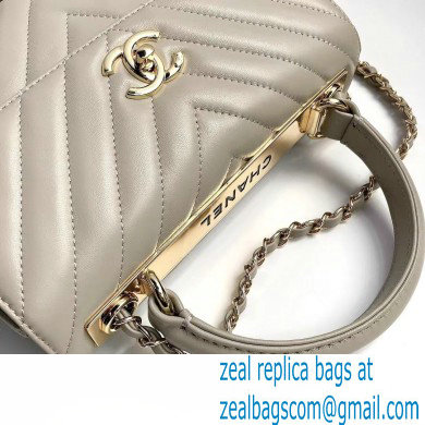 Chanel Chevron Trendy CC Small Flap Top Handle Bag A92236 gray with gold hardware