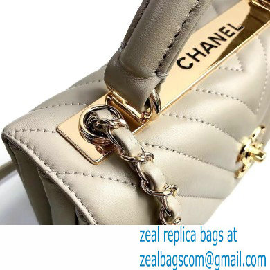 Chanel Chevron Trendy CC Small Flap Top Handle Bag A92236 gray with gold hardware