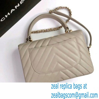 Chanel Chevron Trendy CC Small Flap Top Handle Bag A92236 gray with gold hardware