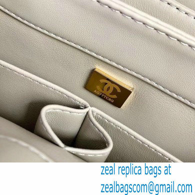Chanel Chevron Trendy CC Small Flap Top Handle Bag A92236 gray with gold hardware