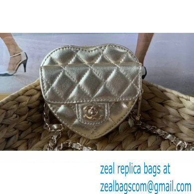 Chanel Heart Belt Bag with Chain Light Gold 2022