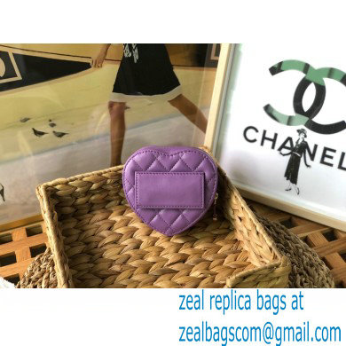 Chanel Heart Belt Bag with Chain Purple 2022
