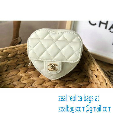 Chanel Heart Belt Bag with Chain White 2022