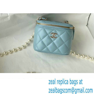 Chanel Mini Pearl Vanity Case Bag 81121 Blue 2022