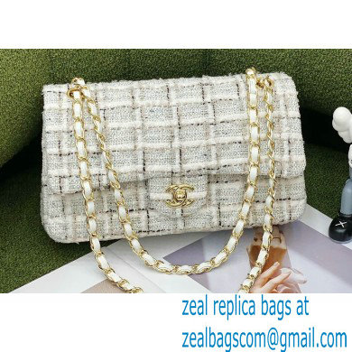 Chanel Tweed Medium Classic Flap Bag Creamy 2022