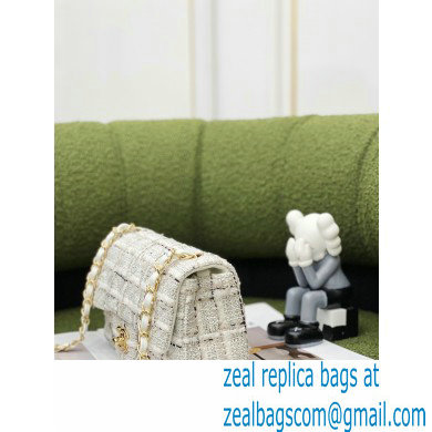 Chanel Tweed Small Classic Flap Bag Creamy 2022