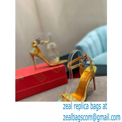 Christian Louboutin Heel 10cm Goldie Joli Sandals Gold - Click Image to Close