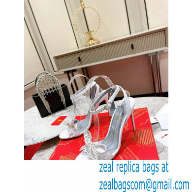 Christian Louboutin Heel 10cm Jewel Queen crystal-embellished bow Sandals White - Click Image to Close