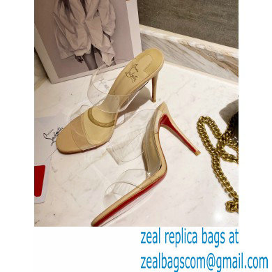 Christian Louboutin Heel 10cm Just Nothing Transparent PVC Mules Slider Sandals Beige