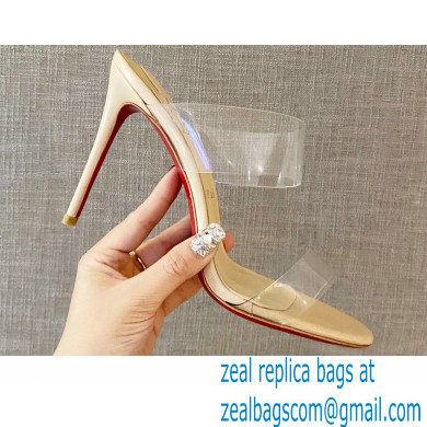 Christian Louboutin Heel 10cm Just Nothing Transparent PVC Mules Slider Sandals Beige