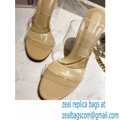 Christian Louboutin Heel 10cm Just Nothing Transparent PVC Mules Slider Sandals Beige