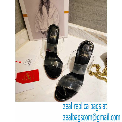 Christian Louboutin Heel 10cm Just Nothing Transparent PVC Mules Slider Sandals Black