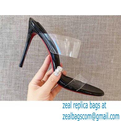 Christian Louboutin Heel 10cm Just Nothing Transparent PVC Mules Slider Sandals Black - Click Image to Close