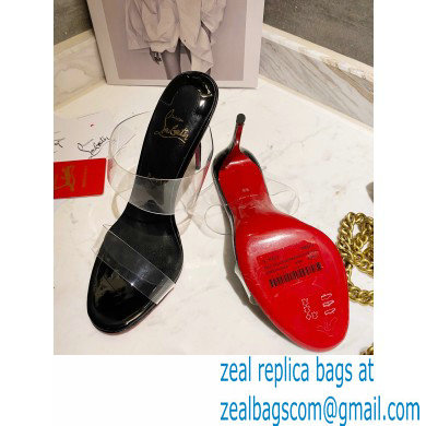 Christian Louboutin Heel 10cm Just Nothing Transparent PVC Mules Slider Sandals Black