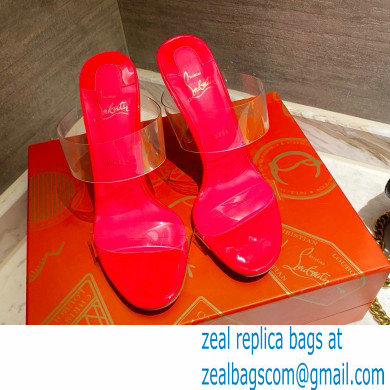 Christian Louboutin Heel 10cm Just Nothing Transparent PVC Mules Slider Sandals Fuchsia