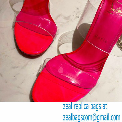 Christian Louboutin Heel 10cm Just Nothing Transparent PVC Mules Slider Sandals Fuchsia - Click Image to Close