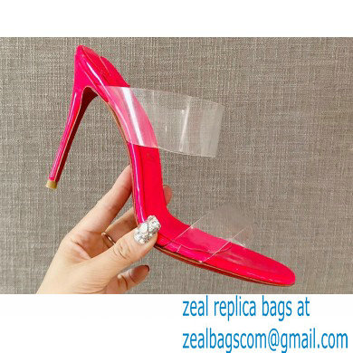 Christian Louboutin Heel 10cm Just Nothing Transparent PVC Mules Slider Sandals Fuchsia