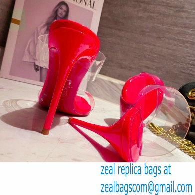 Christian Louboutin Heel 10cm Just Nothing Transparent PVC Mules Slider Sandals Fuchsia