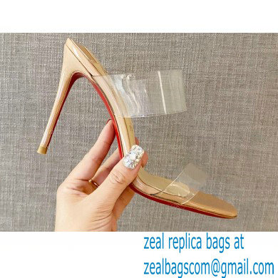 Christian Louboutin Heel 10cm Just Nothing Transparent PVC Mules Slider Sandals Nude - Click Image to Close