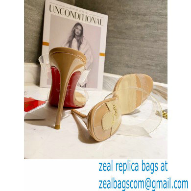 Christian Louboutin Heel 10cm Just Nothing Transparent PVC Mules Slider Sandals Nude - Click Image to Close