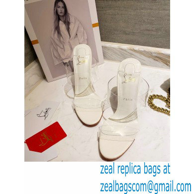 Christian Louboutin Heel 10cm Just Nothing Transparent PVC Mules Slider Sandals White