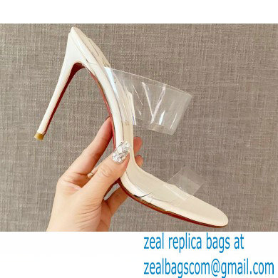 Christian Louboutin Heel 10cm Just Nothing Transparent PVC Mules Slider Sandals White - Click Image to Close