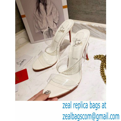 Christian Louboutin Heel 10cm Just Nothing Transparent PVC Mules Slider Sandals White - Click Image to Close