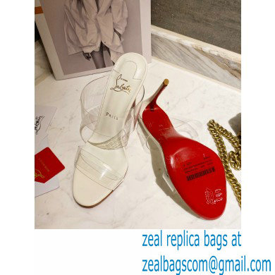 Christian Louboutin Heel 10cm Just Nothing Transparent PVC Mules Slider Sandals White - Click Image to Close
