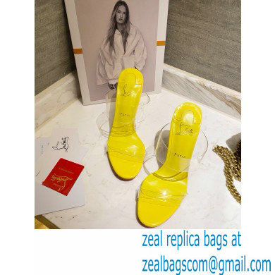 Christian Louboutin Heel 10cm Just Nothing Transparent PVC Mules Slider Sandals Yellow - Click Image to Close
