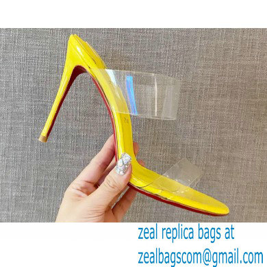 Christian Louboutin Heel 10cm Just Nothing Transparent PVC Mules Slider Sandals Yellow - Click Image to Close