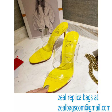 Christian Louboutin Heel 10cm Just Nothing Transparent PVC Mules Slider Sandals Yellow