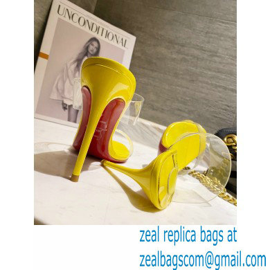Christian Louboutin Heel 10cm Just Nothing Transparent PVC Mules Slider Sandals Yellow - Click Image to Close