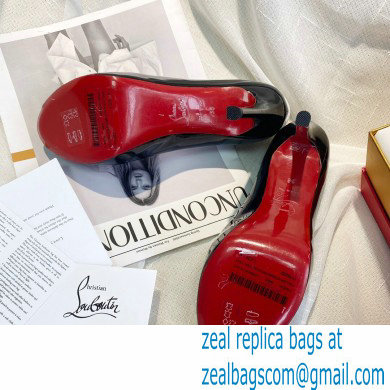 Christian Louboutin Heel 10cm New Very Prive Patent Leather Platform Peep-toe Pumps Black