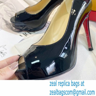 Christian Louboutin Heel 10cm New Very Prive Patent Leather Platform Peep-toe Pumps Black