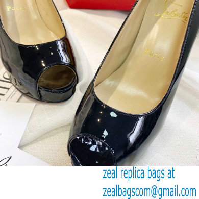 Christian Louboutin Heel 10cm New Very Prive Patent Leather Platform Peep-toe Pumps Black