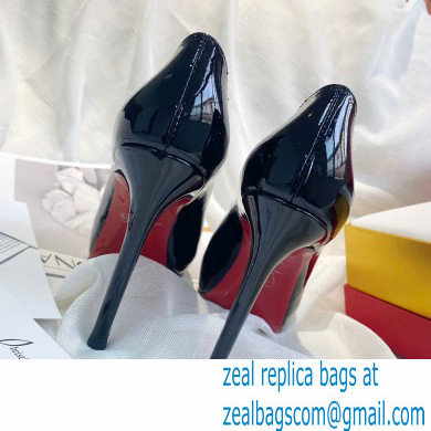Christian Louboutin Heel 10cm New Very Prive Patent Leather Platform Peep-toe Pumps Black - Click Image to Close