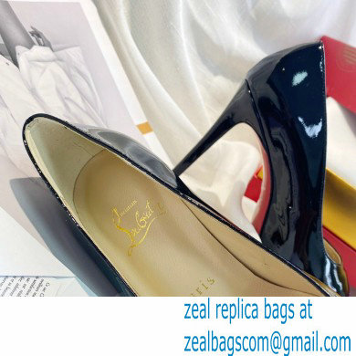 Christian Louboutin Heel 10cm New Very Prive Patent Leather Platform Peep-toe Pumps Black