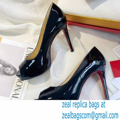 Christian Louboutin Heel 10cm New Very Prive Patent Leather Platform Peep-toe Pumps Black